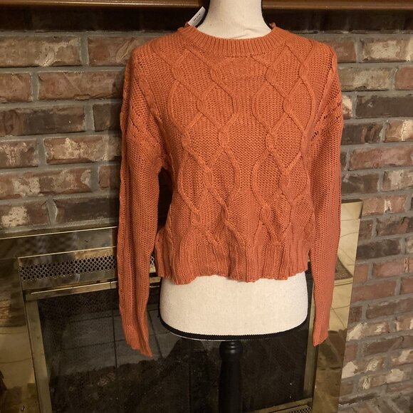 Derek Heart Orange Knit Sweater Size Small Cropped NWT - Picture 1 of 6